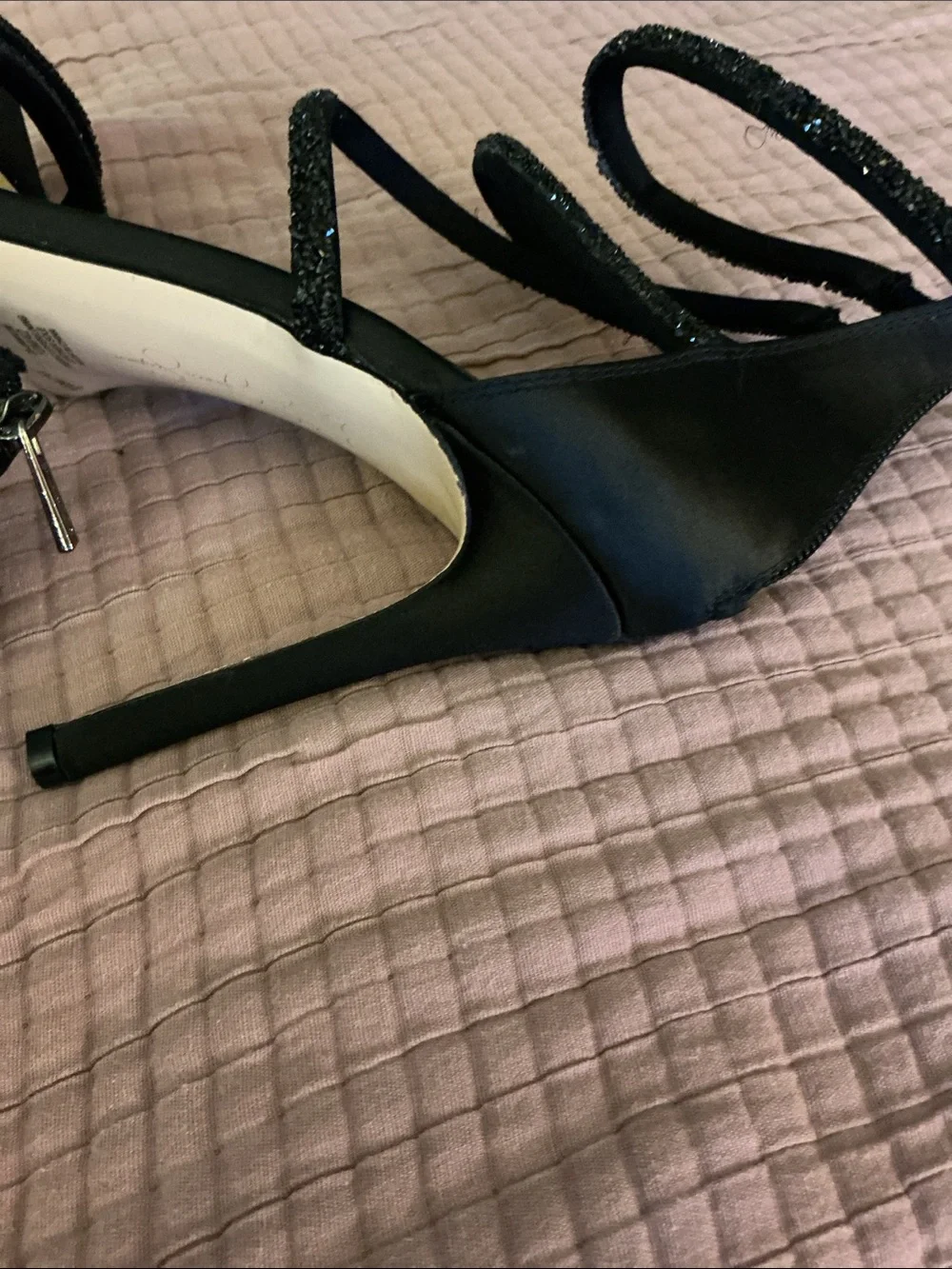 Jessica Simpson Black Strappy Ankle-Tie Stiletto Sandals